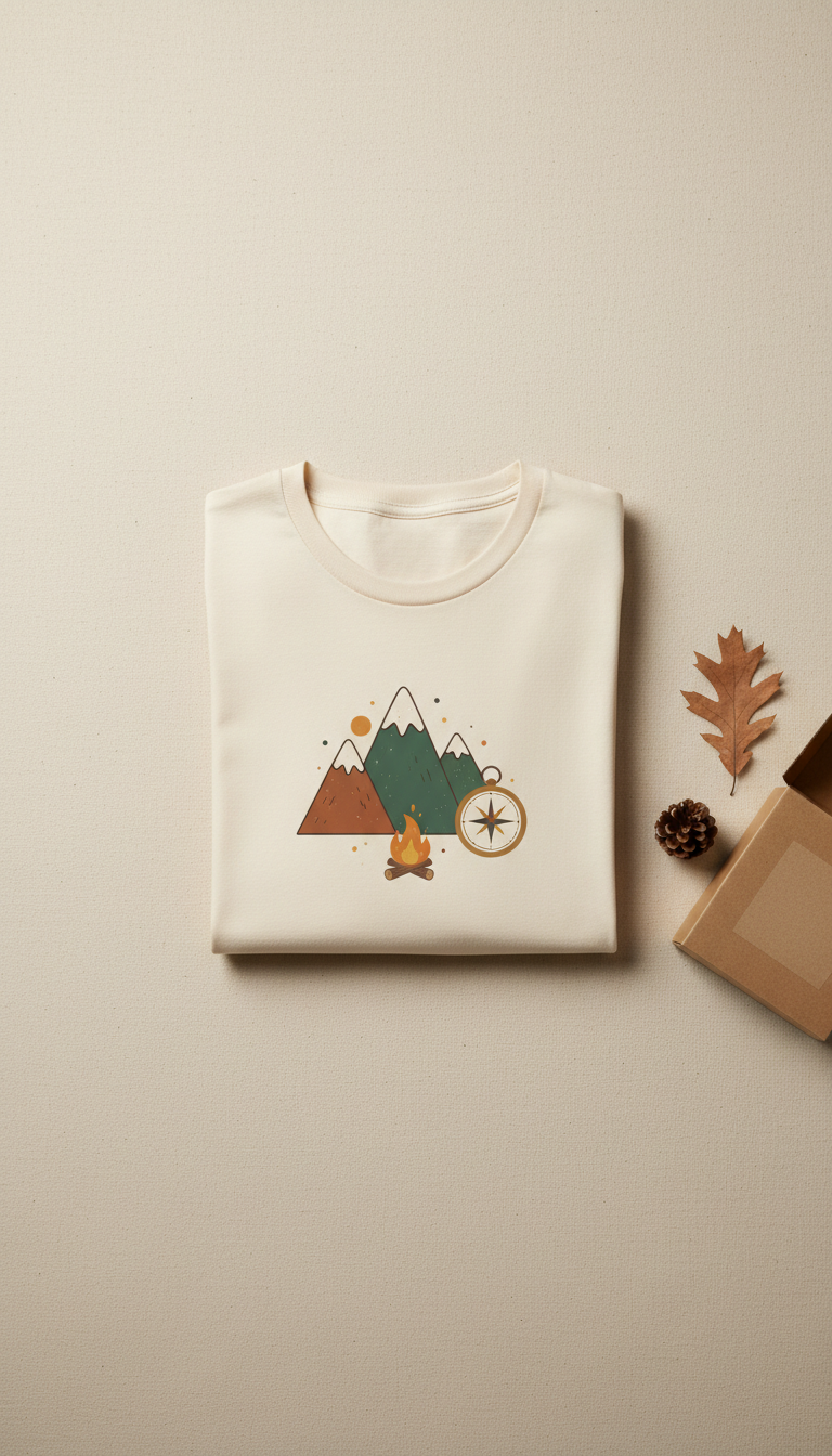 Soft Cotton Tee with Adventure Illustration